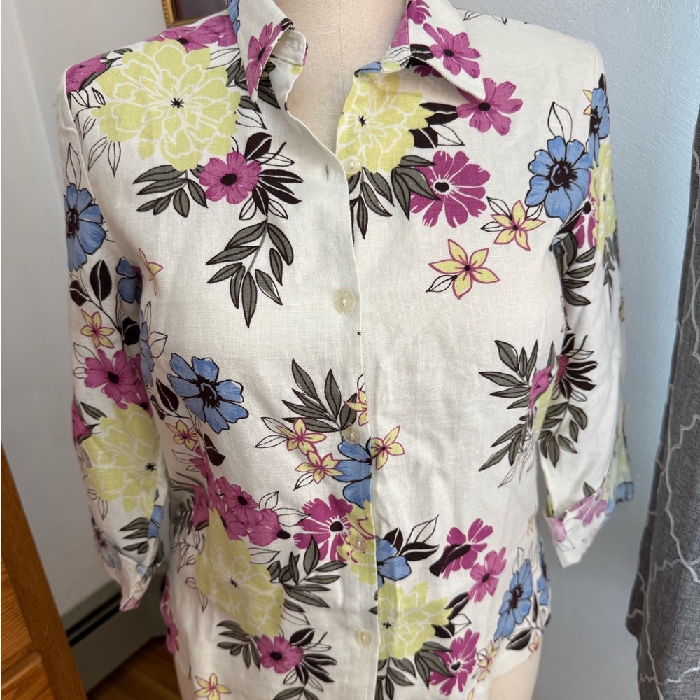 Linen New women's 12 petite button shirt